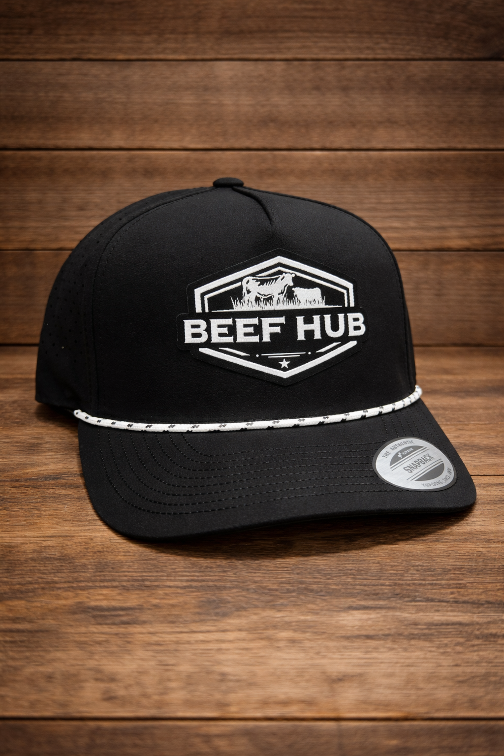 Beef Hub Black Yoopong 5 Panel Performance Rope Hat