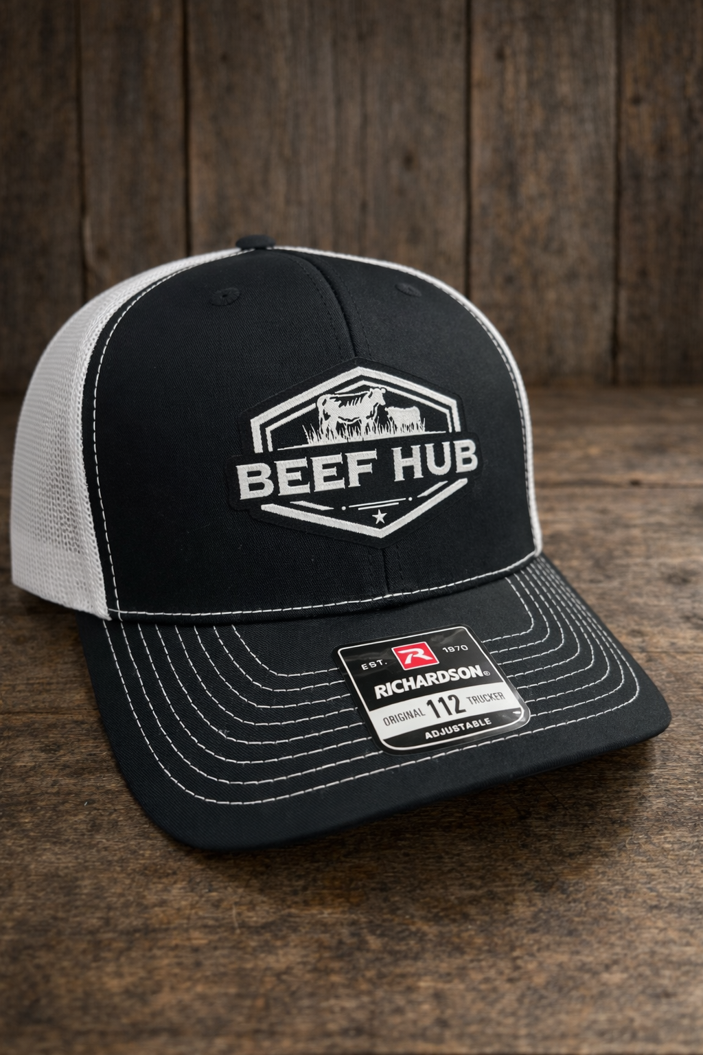 Beef Hub Black & White Richardson 112 Trucker Hat